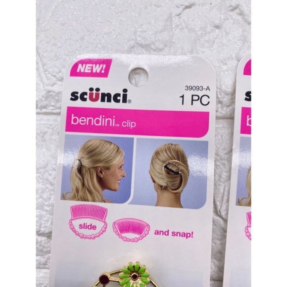 3-Pack Scunci Bendini Hair Clip Medium with Flowers Yellow Pink & Green 39093-A - Picture 6 of 6